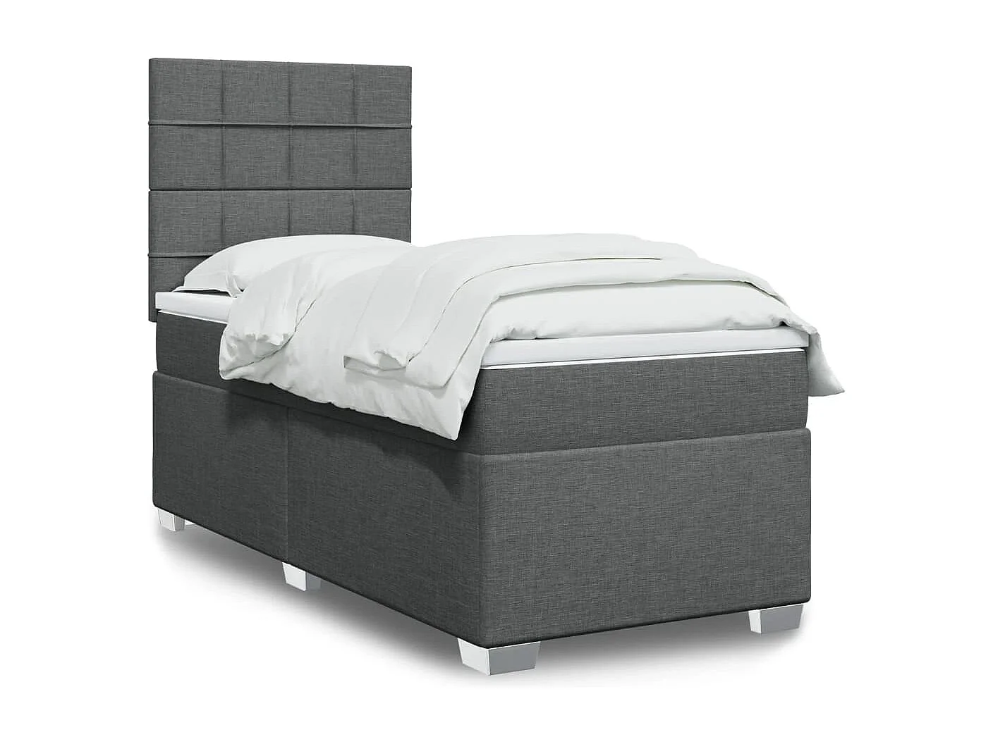 Cama com molas/colchão 90x200 cm tecido cinzento-escuro