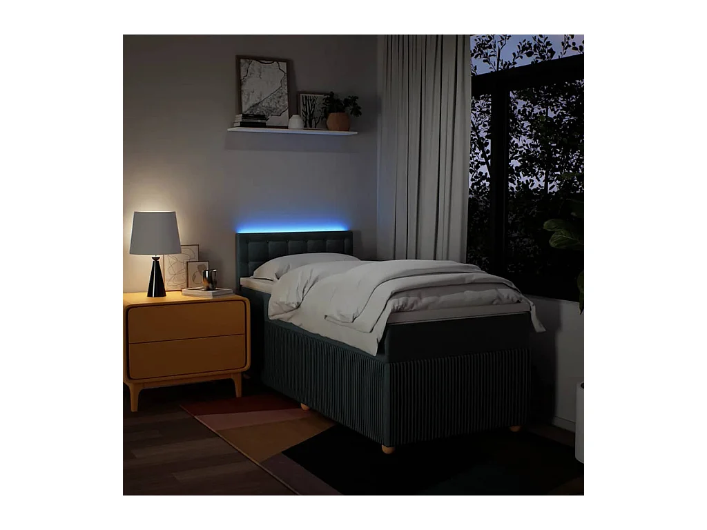 Sommier à lattes de lit avec matelas Bleu 90x200 cm Tissu