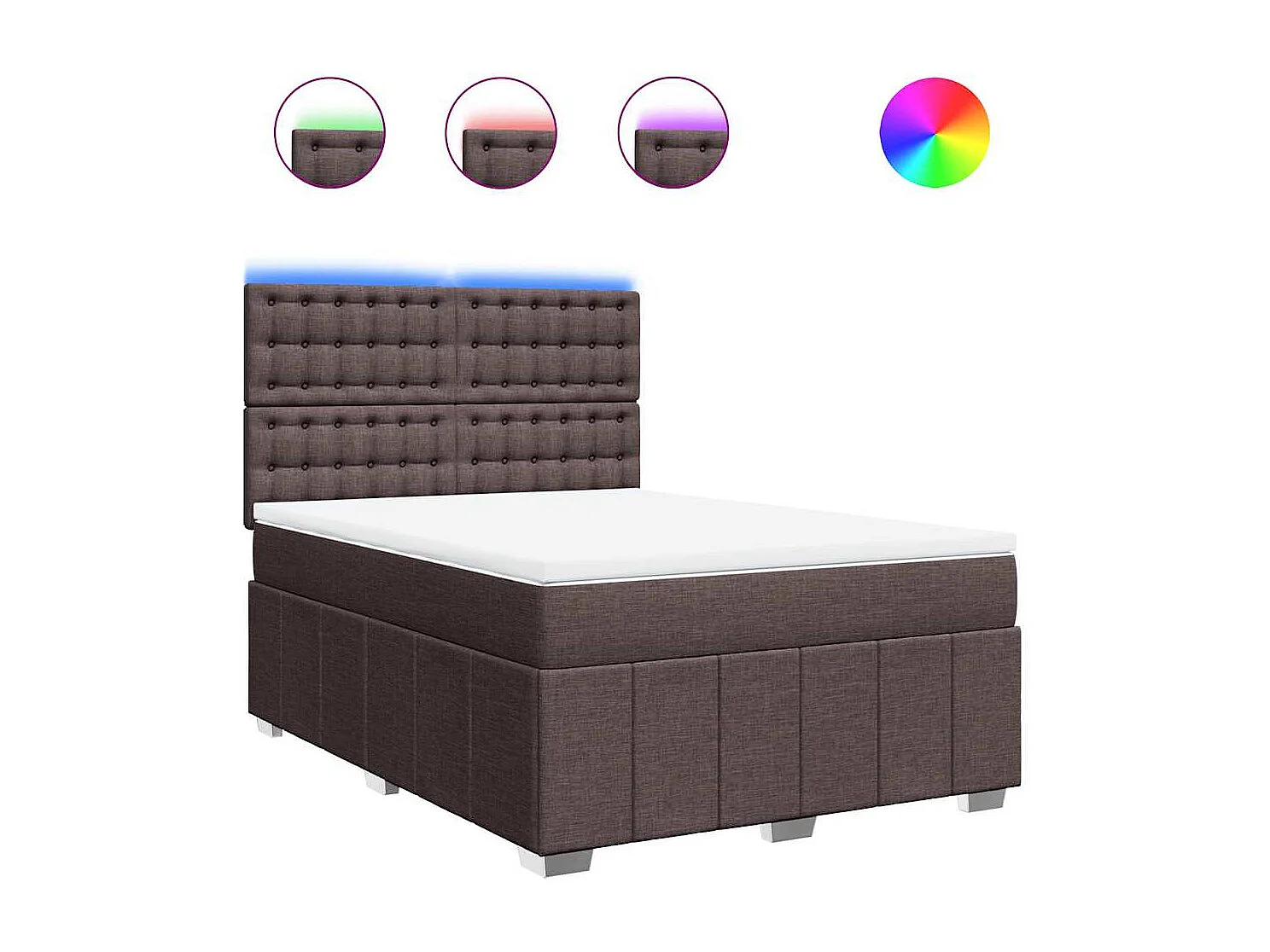 Boxspring met matras stof donkerbruin 140x190 cm