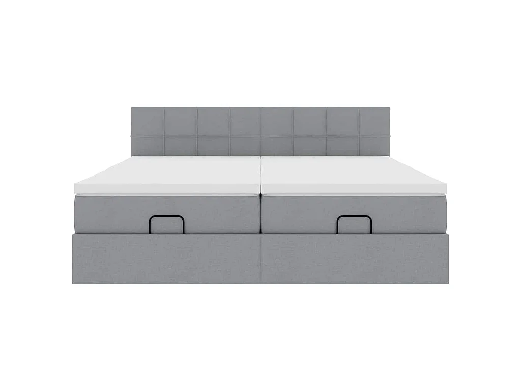 Ottoman-Bett mit Matratzen Hellgrau 160x200 cm Stoff