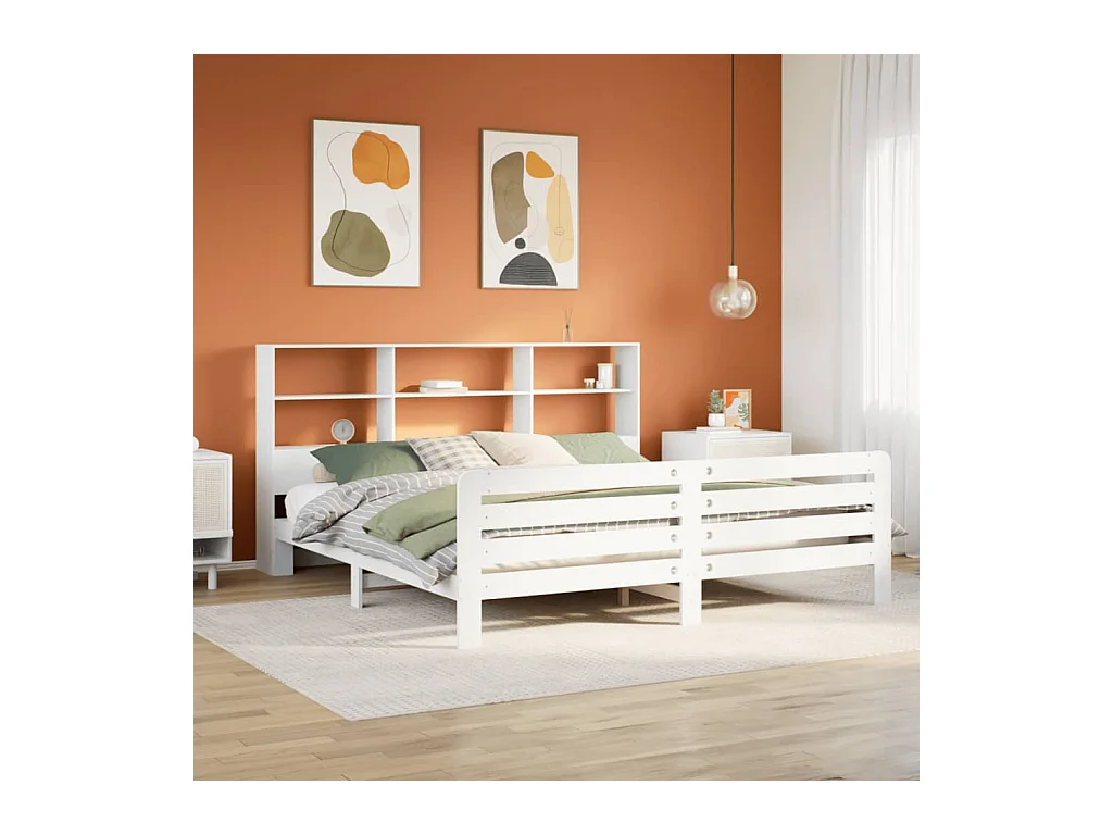 Cadre de lit sans matelas blanc 180x200 cm bois massif de pin
