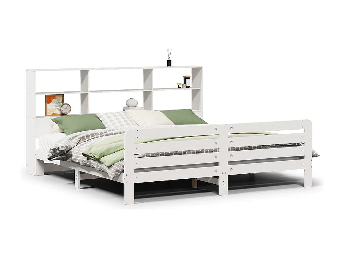 Bedframe zonder matras massief grenenhout wit 180x200 cm