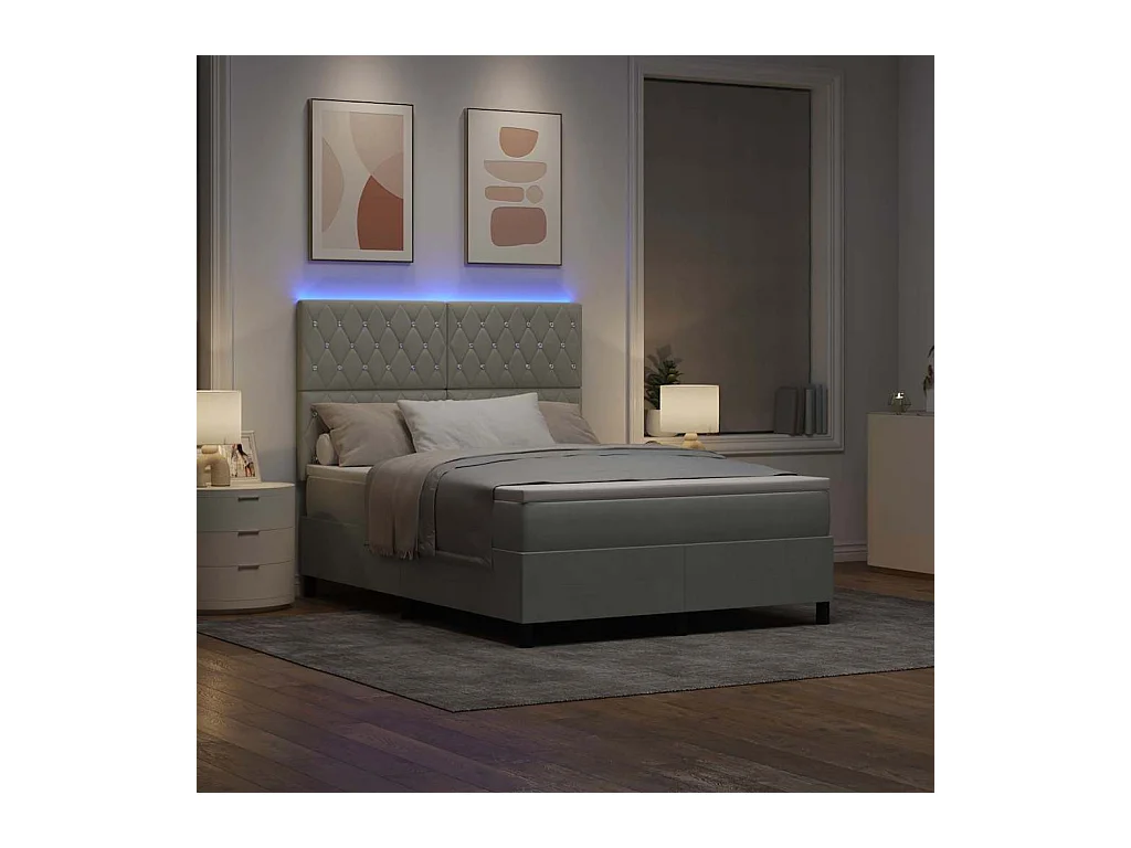 Boxspringbett mit Matratze Hellgrau 140 x 190 cm Samt