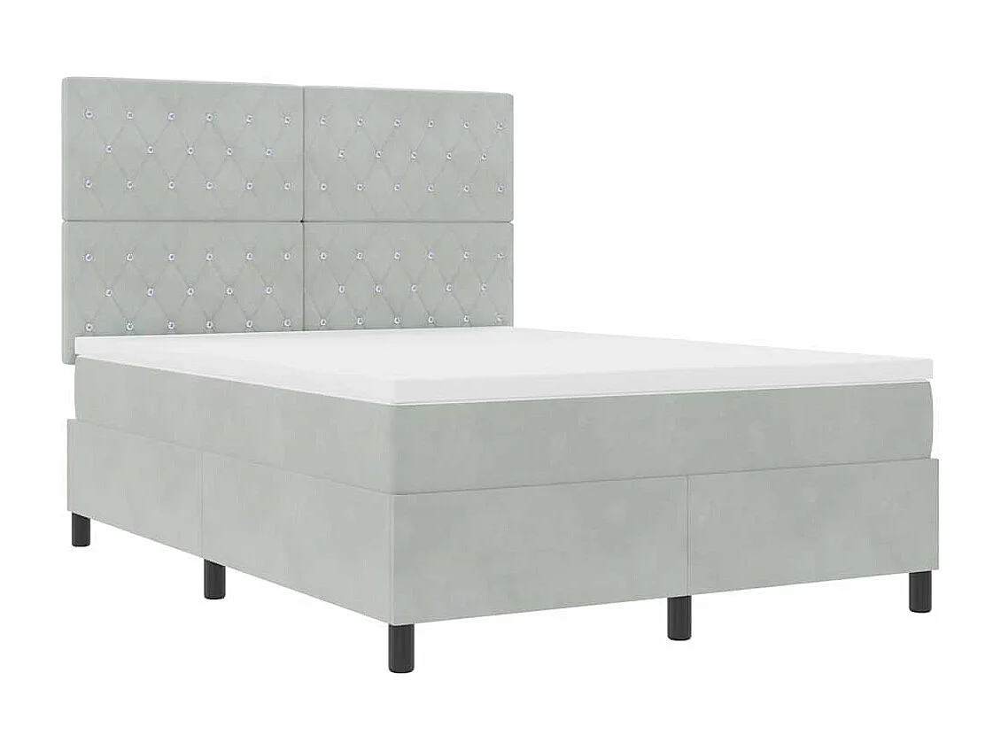 Boxspringbett mit Matratze Hellgrau 140 x 190 cm Samt