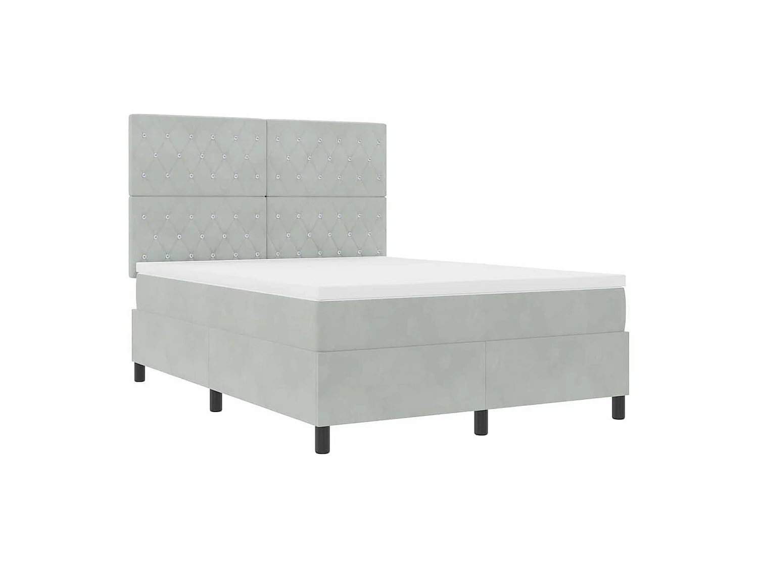 Lit à ressort LED avec matelas Gris clair 140 x 190 cm tissu