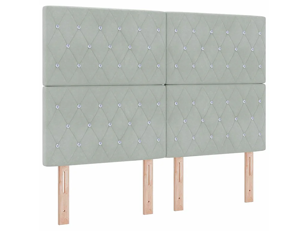 LED Box Spring Bed met matras Lichtgrijs 140 x 190 cm Fluweel