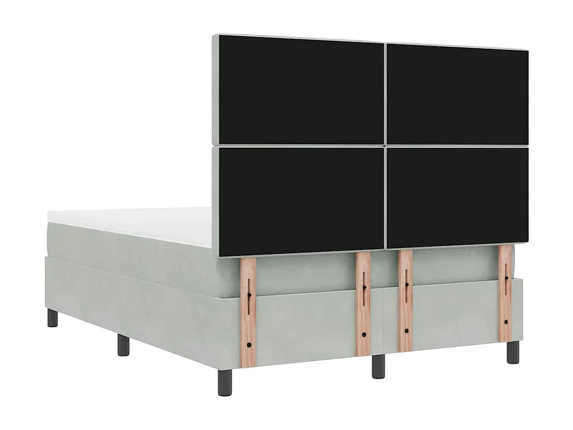 LED Box Spring Bed met matras Lichtgrijs 140 x 190 cm Fluweel