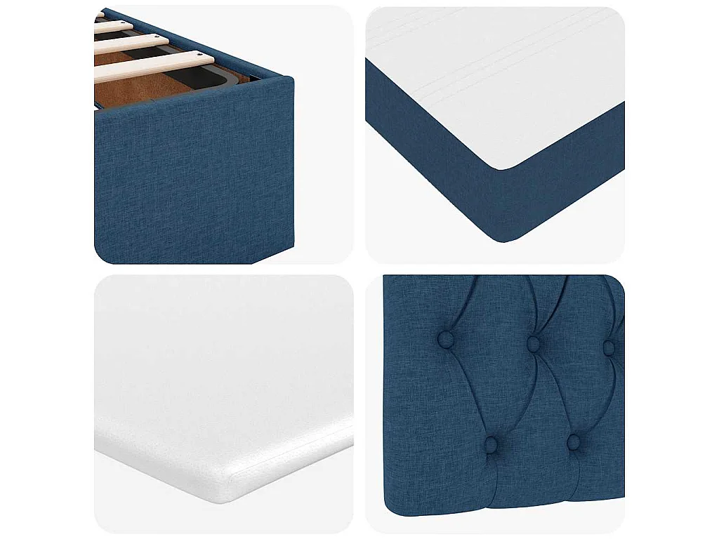 Cadre de lit ottoman avec matelas bleu 180x200 cm tissu