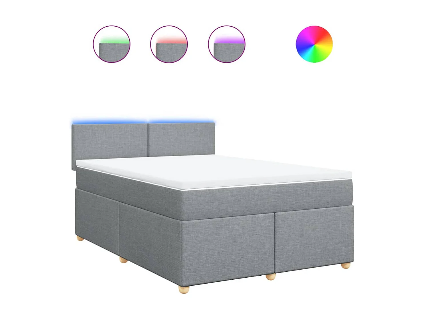 Boxspringbett mit Matratze Hellgrau 140x190 cm Stoff