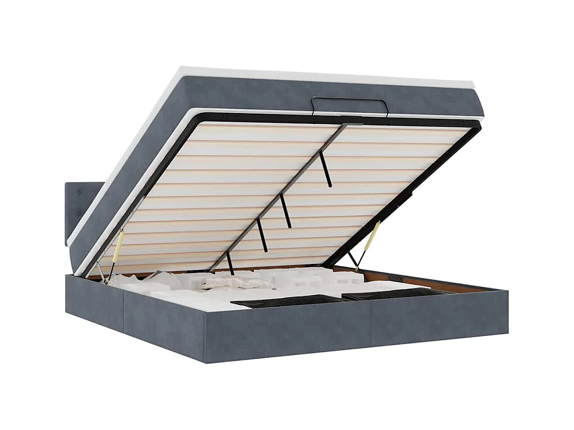 Struttura Letto Pouf con Materasso 160x200 cm in Velluto