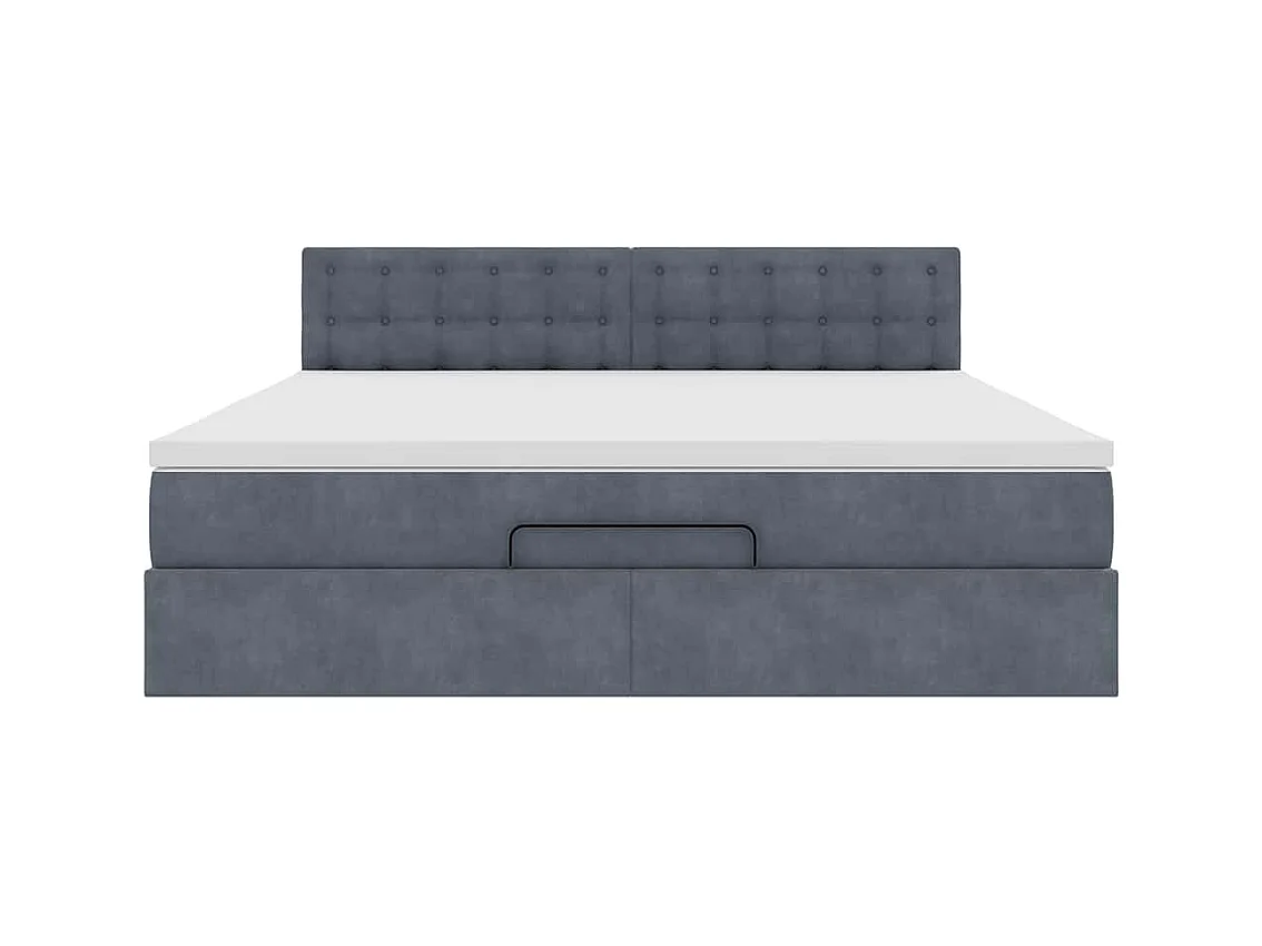 Struttura Letto Pouf con Materasso 160x200 cm in Velluto