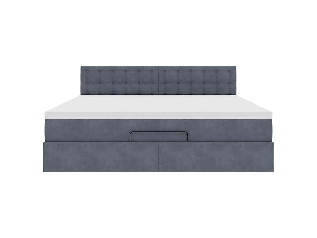 Ottoman-Bett mit Matratze Dunkelgrau 160x200 cm Samt