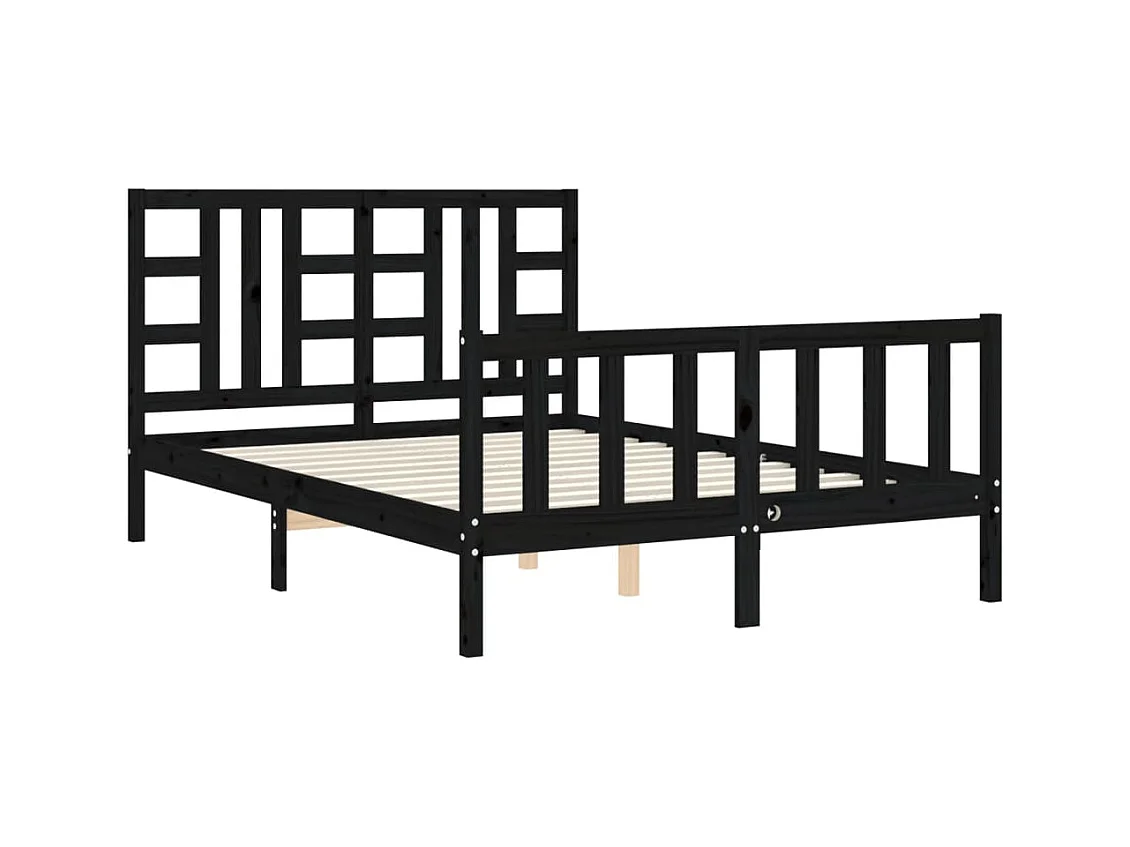 Cadre de lit sans matelas noir 140x190 cm bois de pin massif