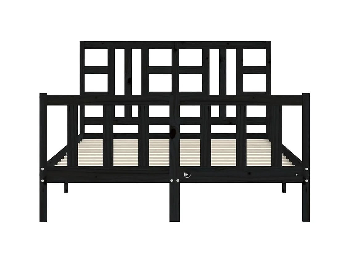 Cadre de lit sans matelas noir 140x190 cm bois de pin massif