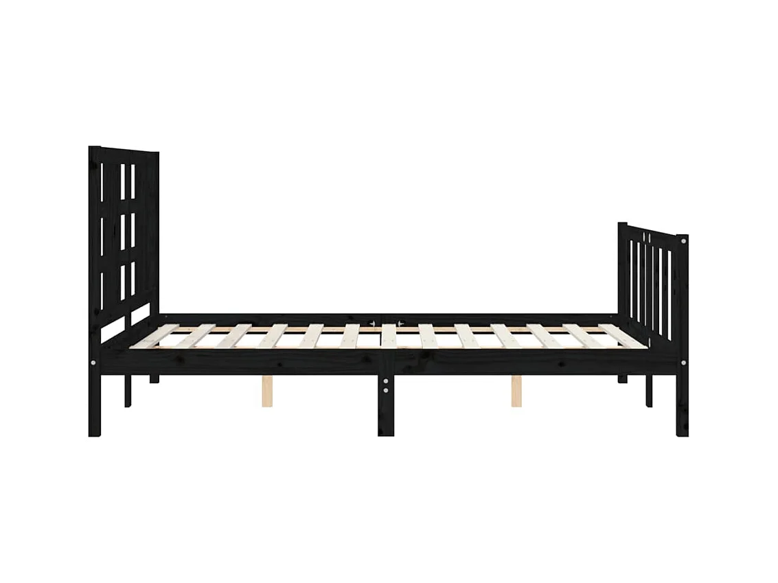 Cadre de lit sans matelas noir 140x190 cm bois de pin massif