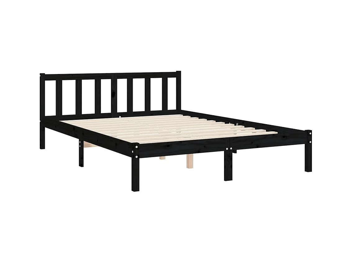 Cadre de lit sans matelas noir 140x190 cm bois de pin massif