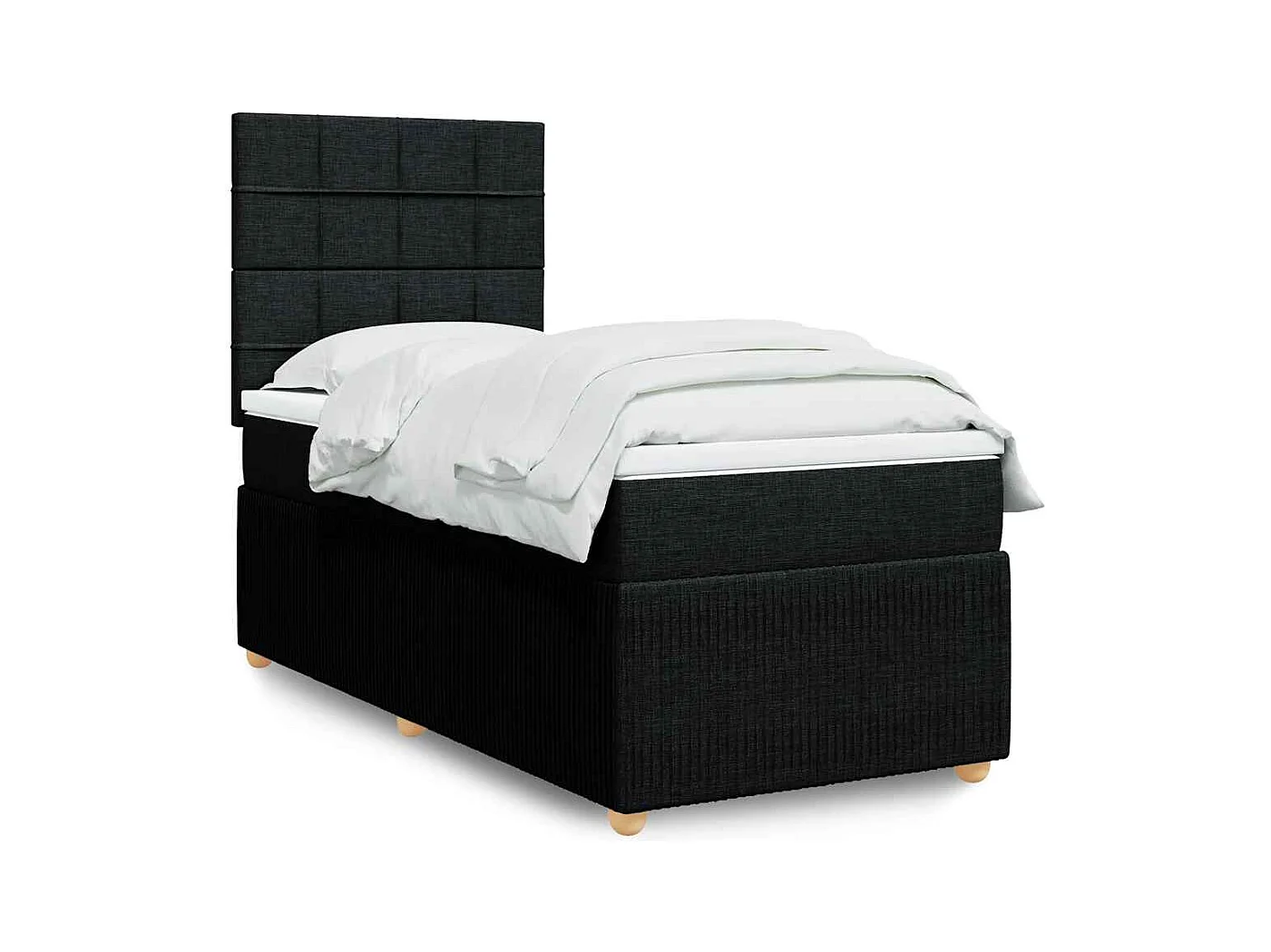 Sommier à lattes de lit avec matelas Noir 90x200 cm Tissu