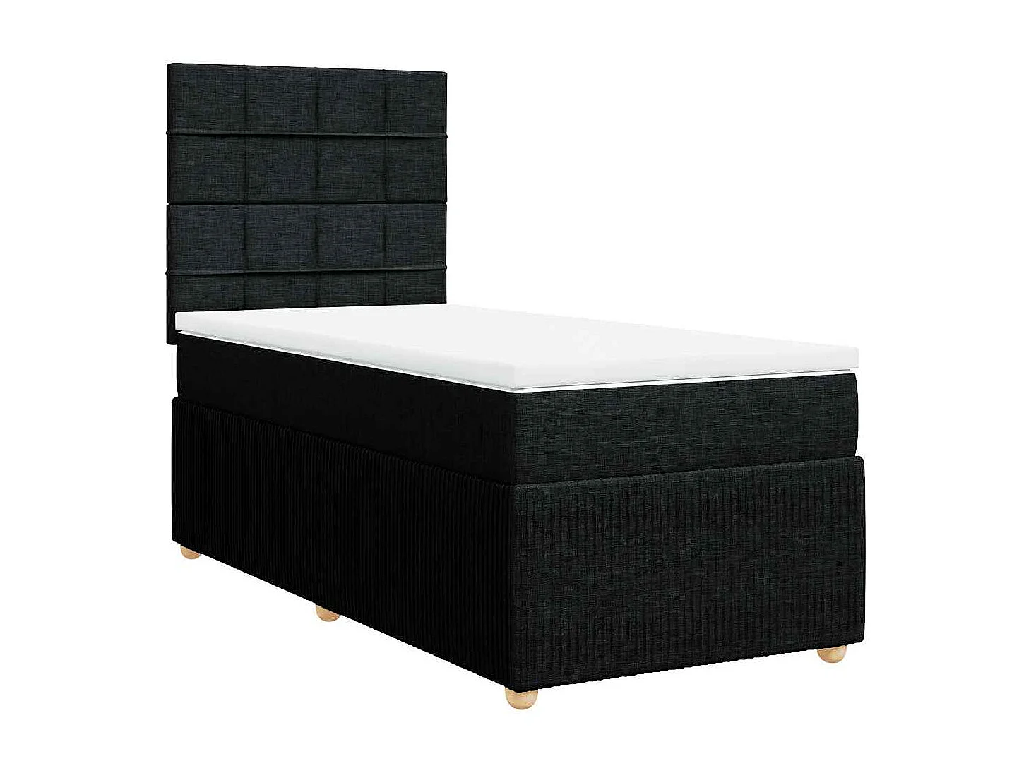 Boxspringbett mit Matratze Schwarz 90x200 cm Stoff