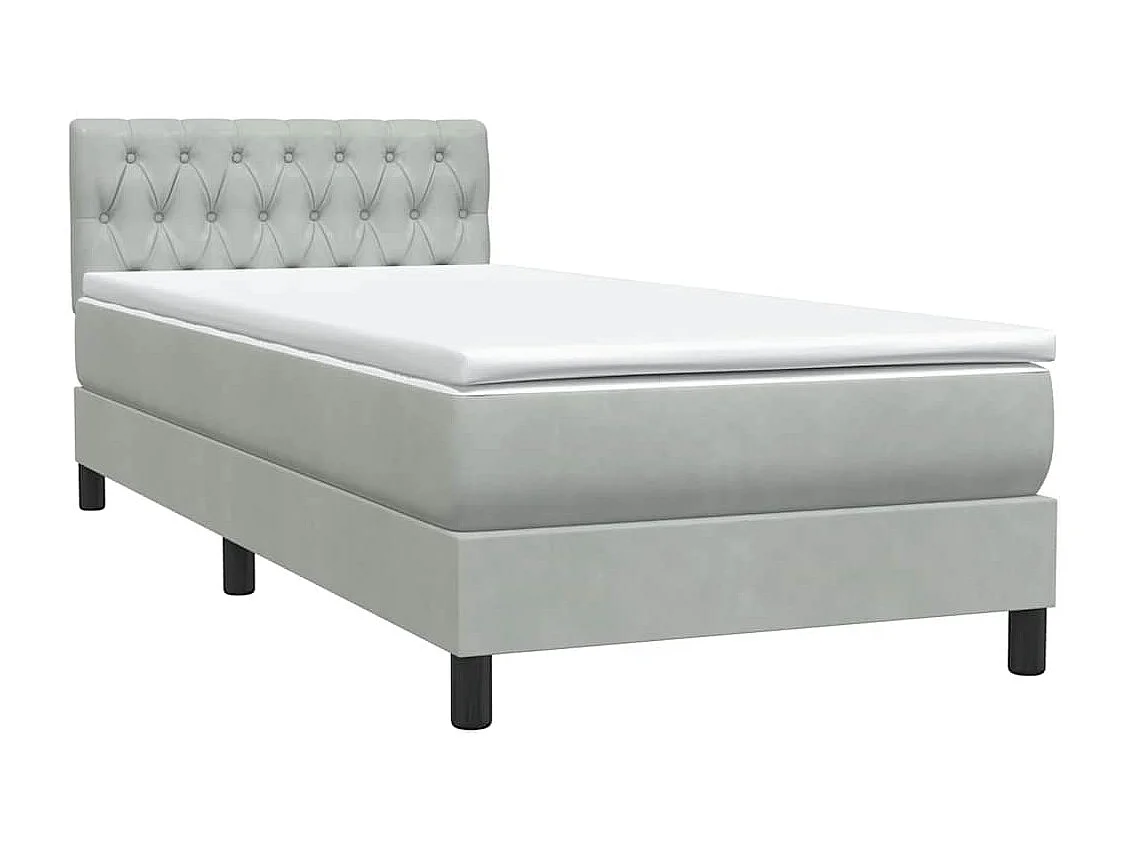 Boxspringbett mit Matratze Hellgrau 90x220 cm Samt