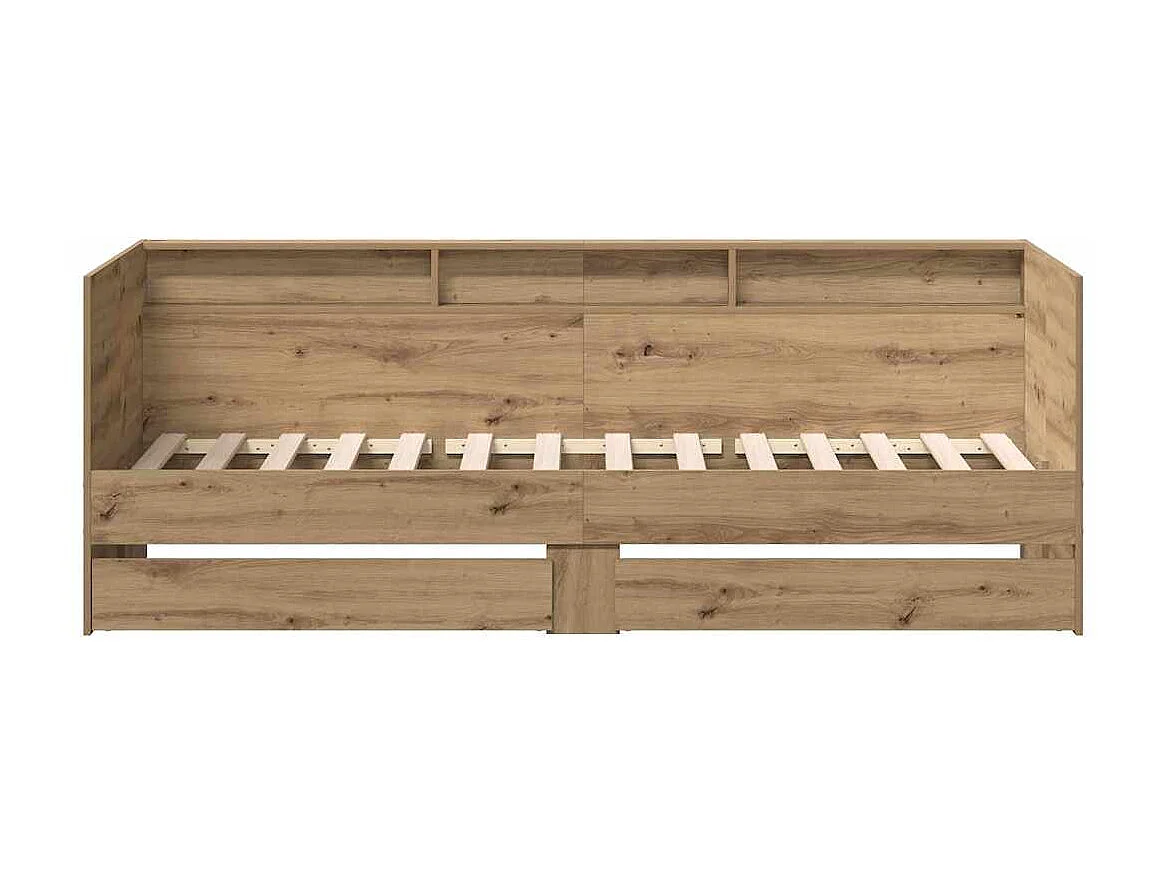 Lit d'appoint Chêne artisanal 90 x 190 cm Bois d'ingénierie