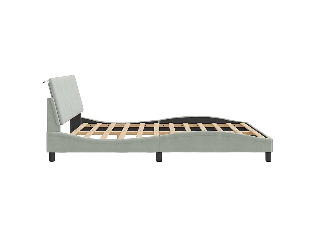 Giroletto senza Materasso Hanko Grigio Chiaro 180x200 cm Velluto