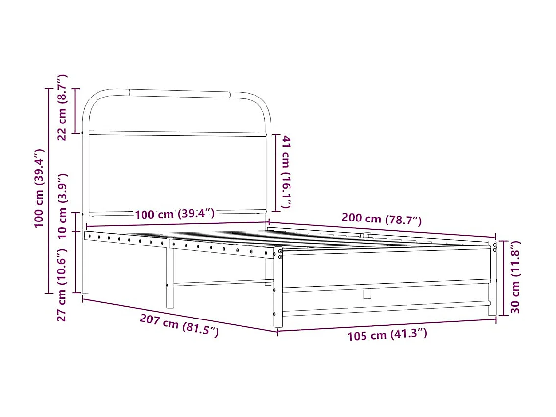 Cadre de lit sans matelas 100x200 cm chêne sonoma