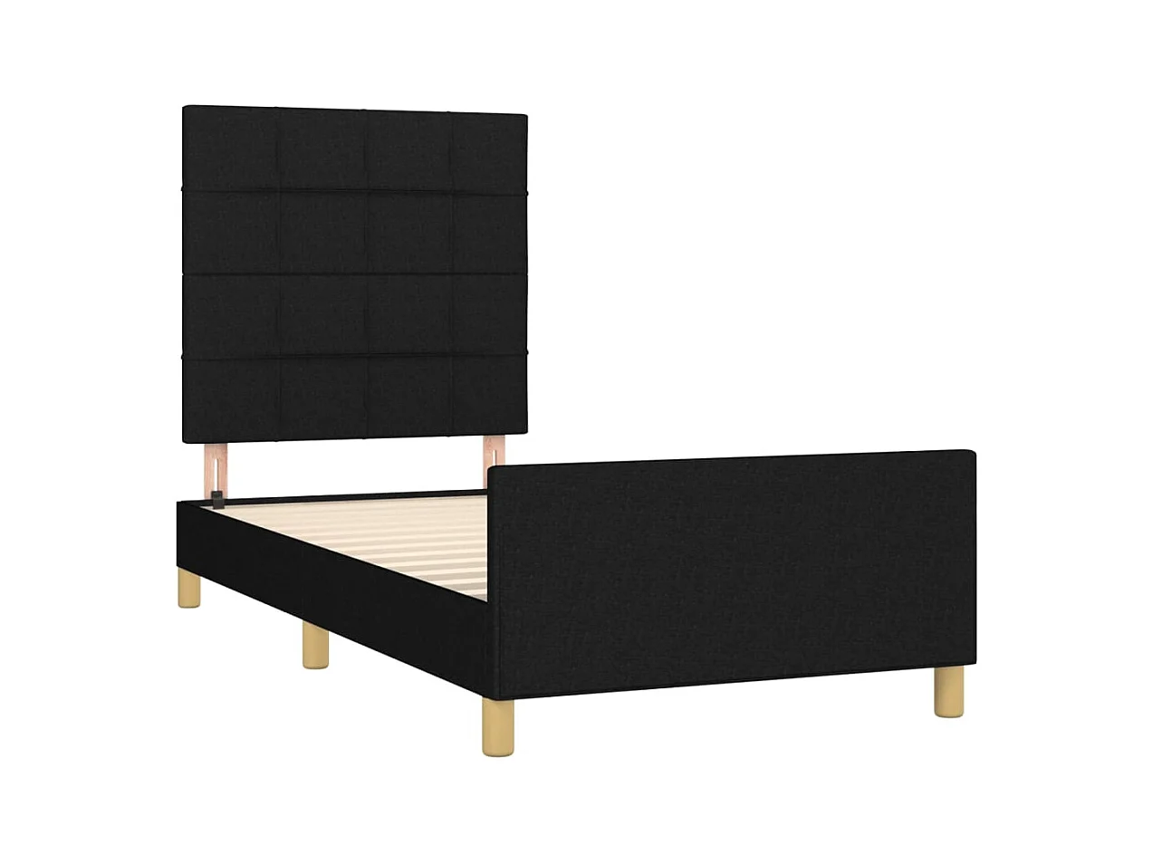 Cadre de lit sans matelas noir 90x200 cm tissu