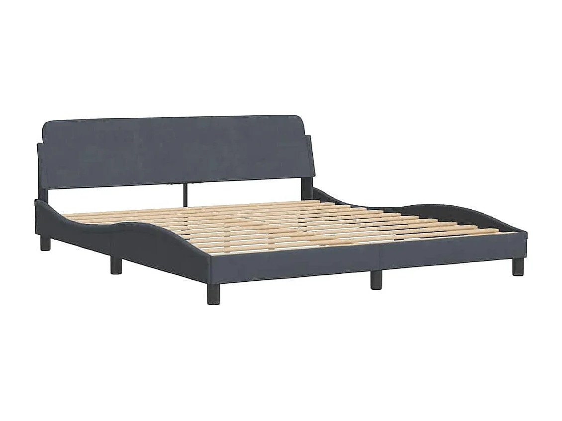 Estrutura de cama sem colchão Hanko 180x200 cm veludo cinzento-escuro