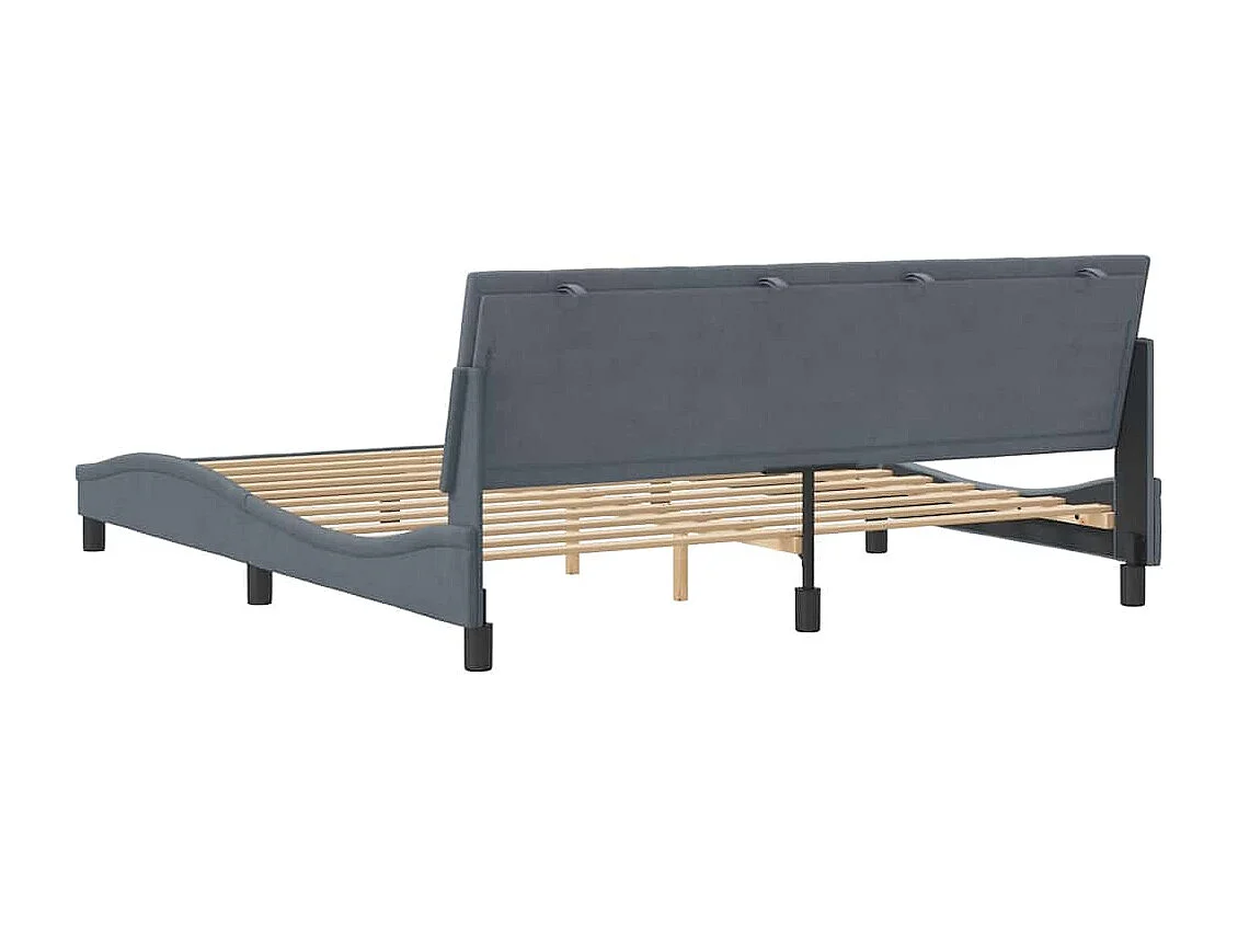 Estrutura de cama sem colchão Hanko 180x200 cm veludo cinzento-escuro