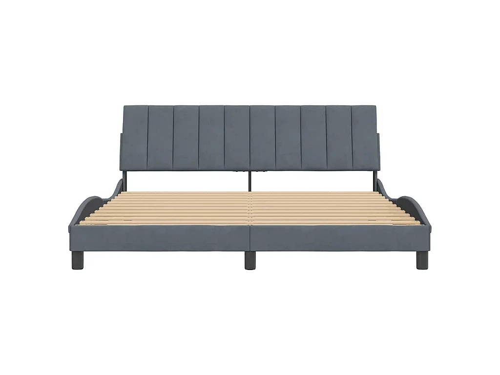 Giroletto senza Materasso Hanko Grigio Scuro 180x200 cm Velluto