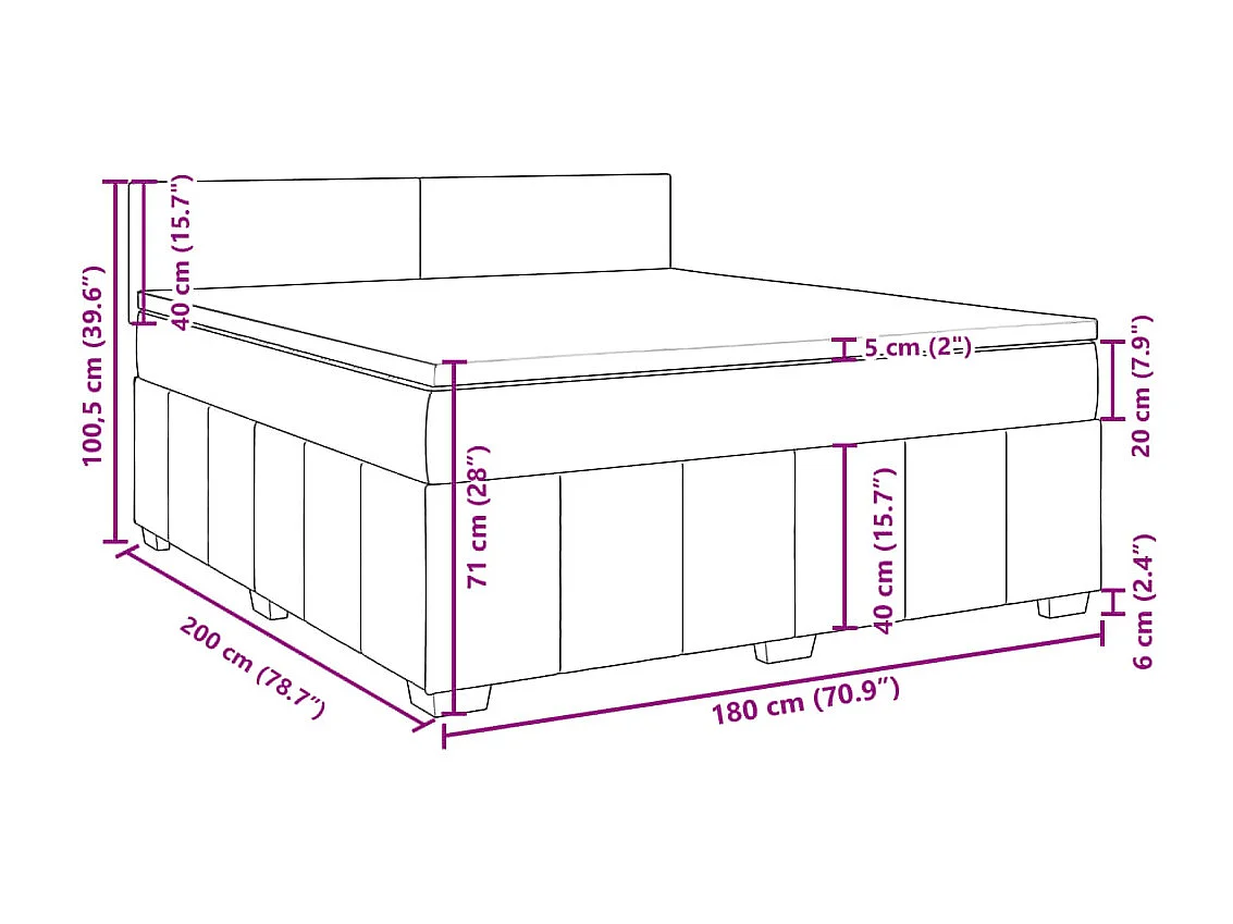 Boxspring met matras stof lichtgrijs 180x200 cm
