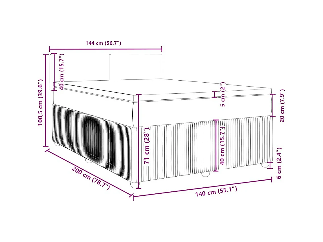Sommier à lattes de lit et matelas Vert foncé 140x200cm Velours