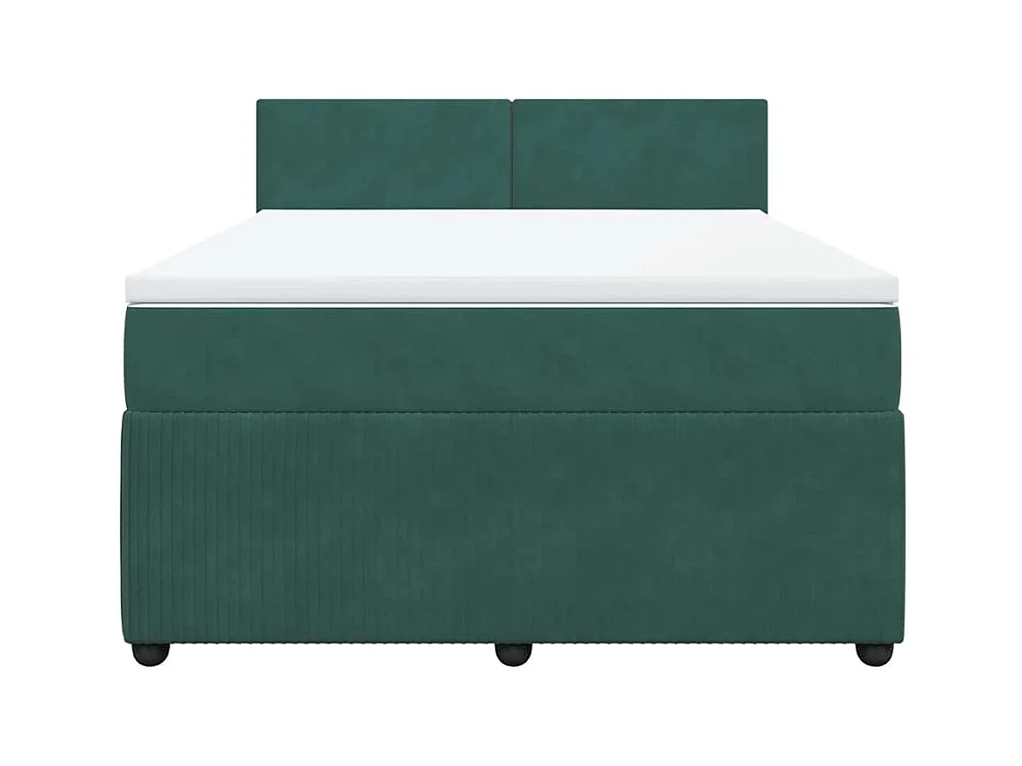 Sommier à lattes de lit et matelas Vert foncé 140x200cm Velours