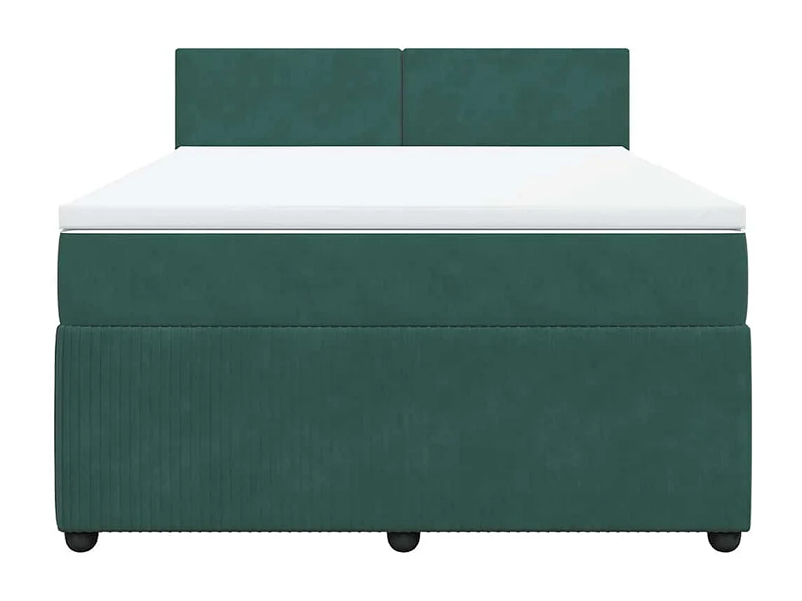 Cama box spring con colchón terciopelo verde oscuro 140x200 cm