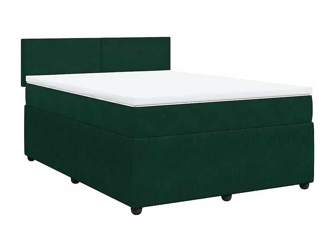 Cama box spring con colchón terciopelo verde oscuro 140x200 cm