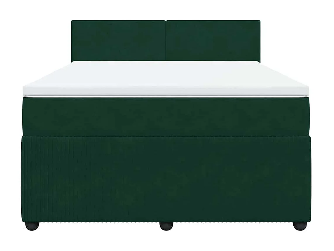 Cama box spring con colchón terciopelo verde oscuro 140x200 cm