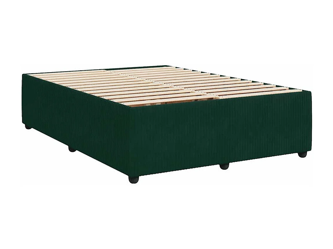 Cama box spring con colchón terciopelo verde oscuro 140x200 cm