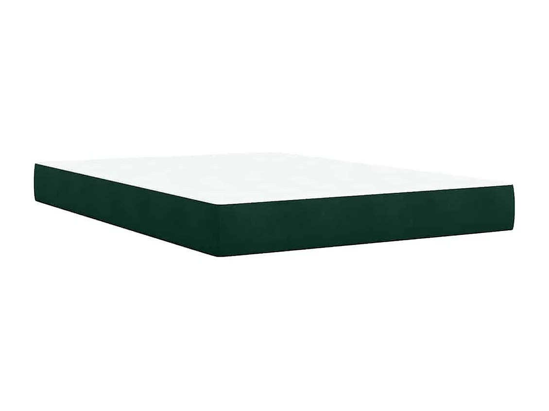 Cama box spring con colchón terciopelo verde oscuro 140x200 cm