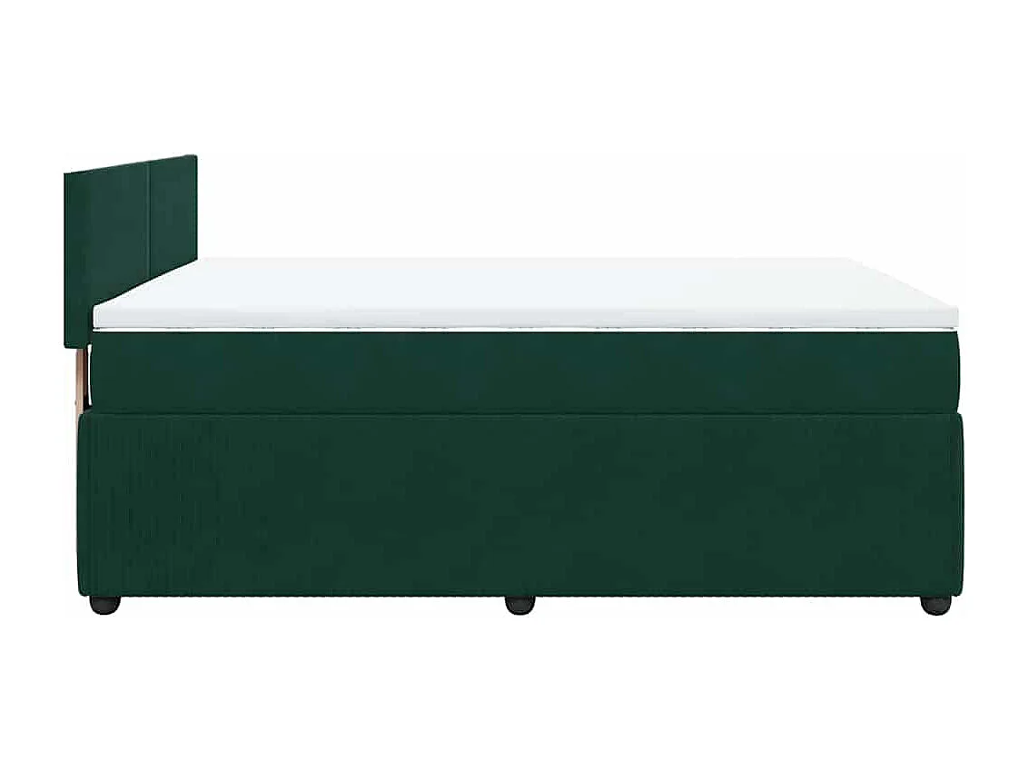 Cama box spring con colchón terciopelo verde oscuro 140x200 cm