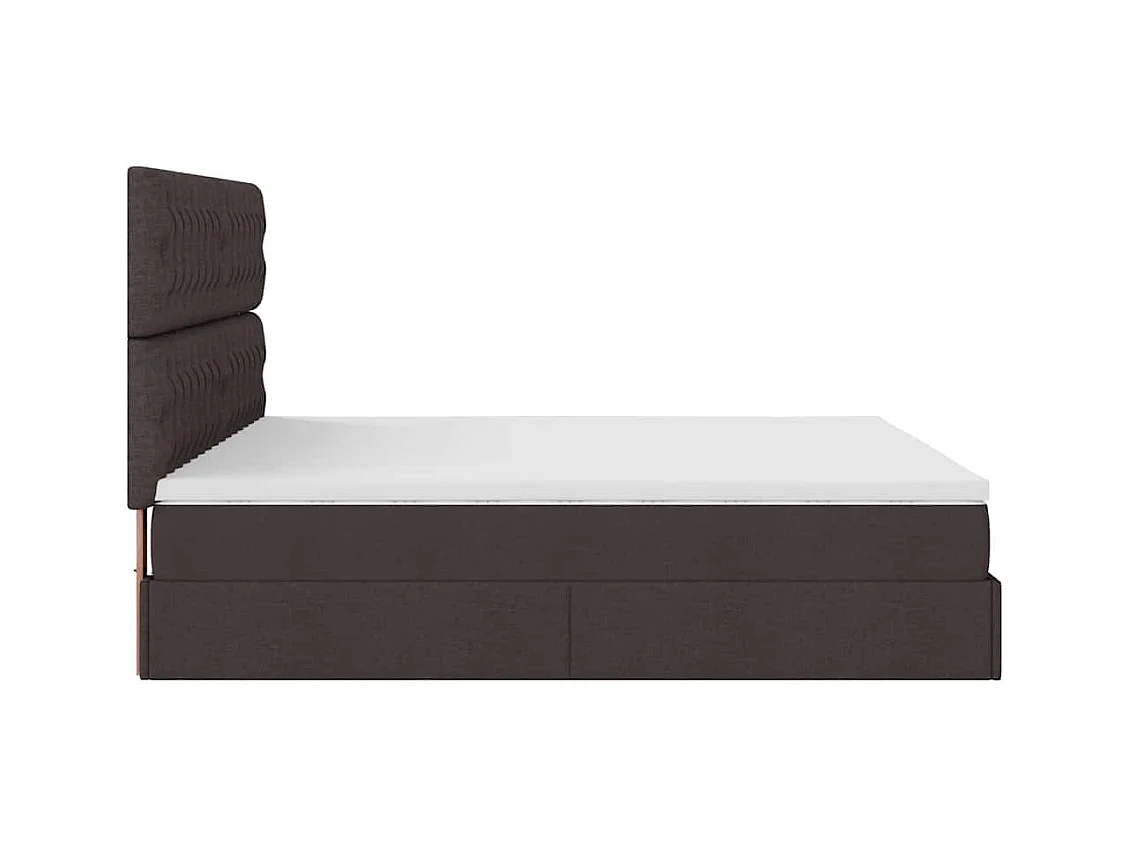 Cadre de lit ottoman avec matelas marron foncé 160x200 cm tissu