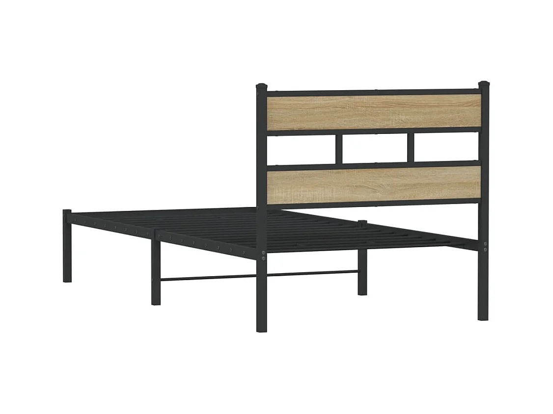 Metallbett ohne Matratze Sonoma-Eiche 90x200 cm