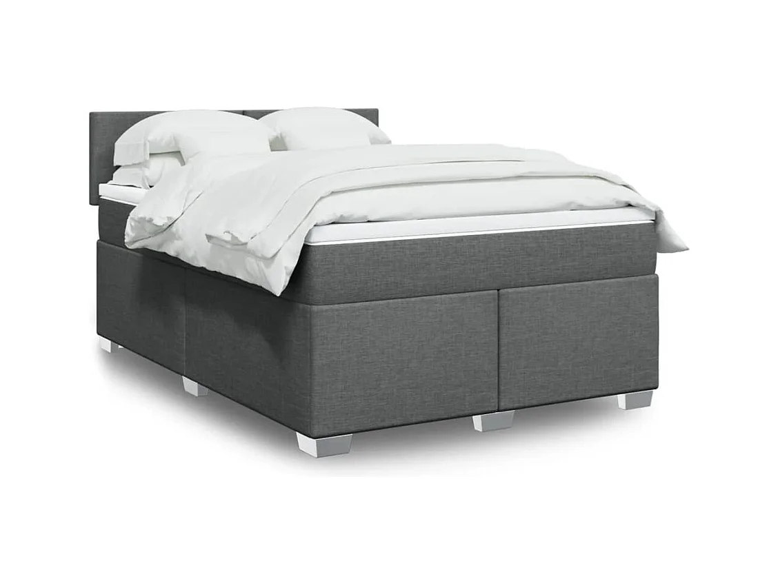 Sommier à lattes de lit avec matelas Gris foncé 160x200cm Tissu