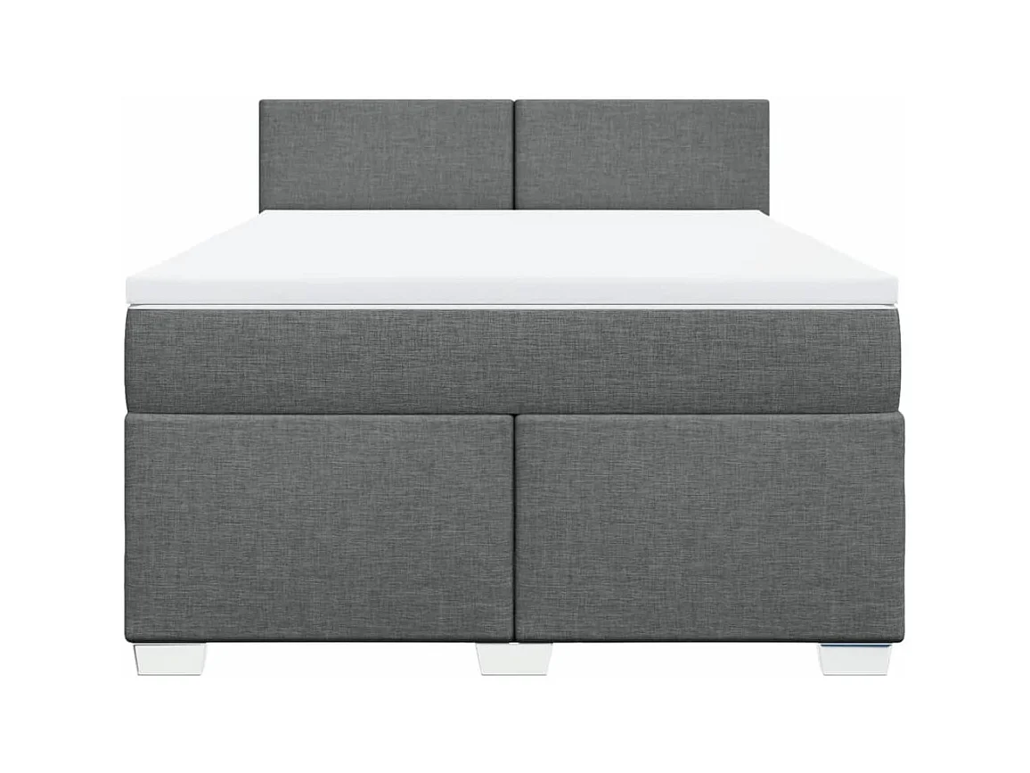 Sommier à lattes de lit avec matelas Gris foncé 160x200cm Tissu