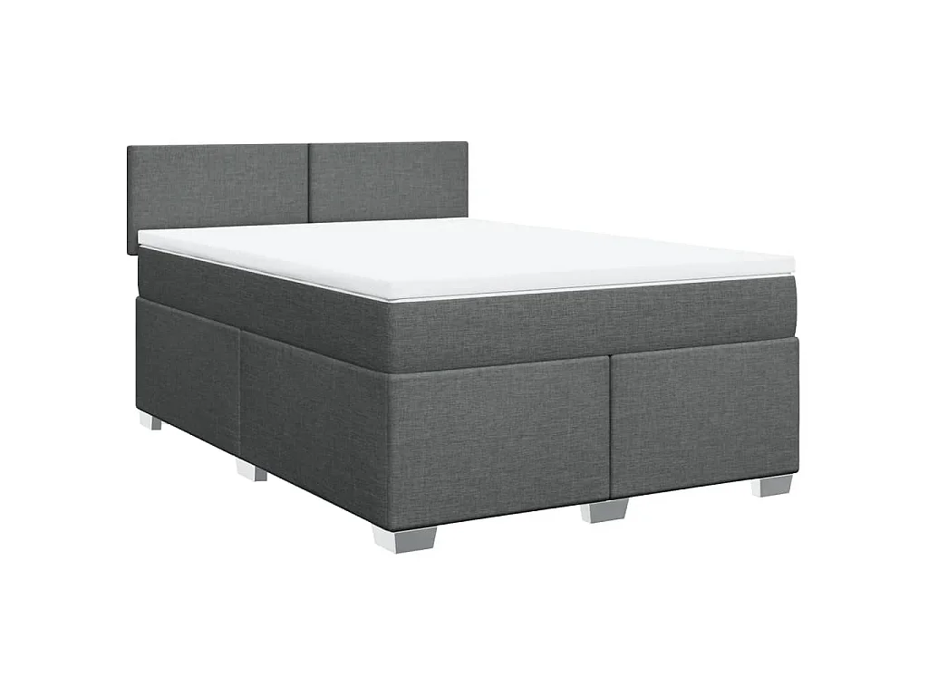 Cama box spring con colchón tela gris oscuro 160x200 cm