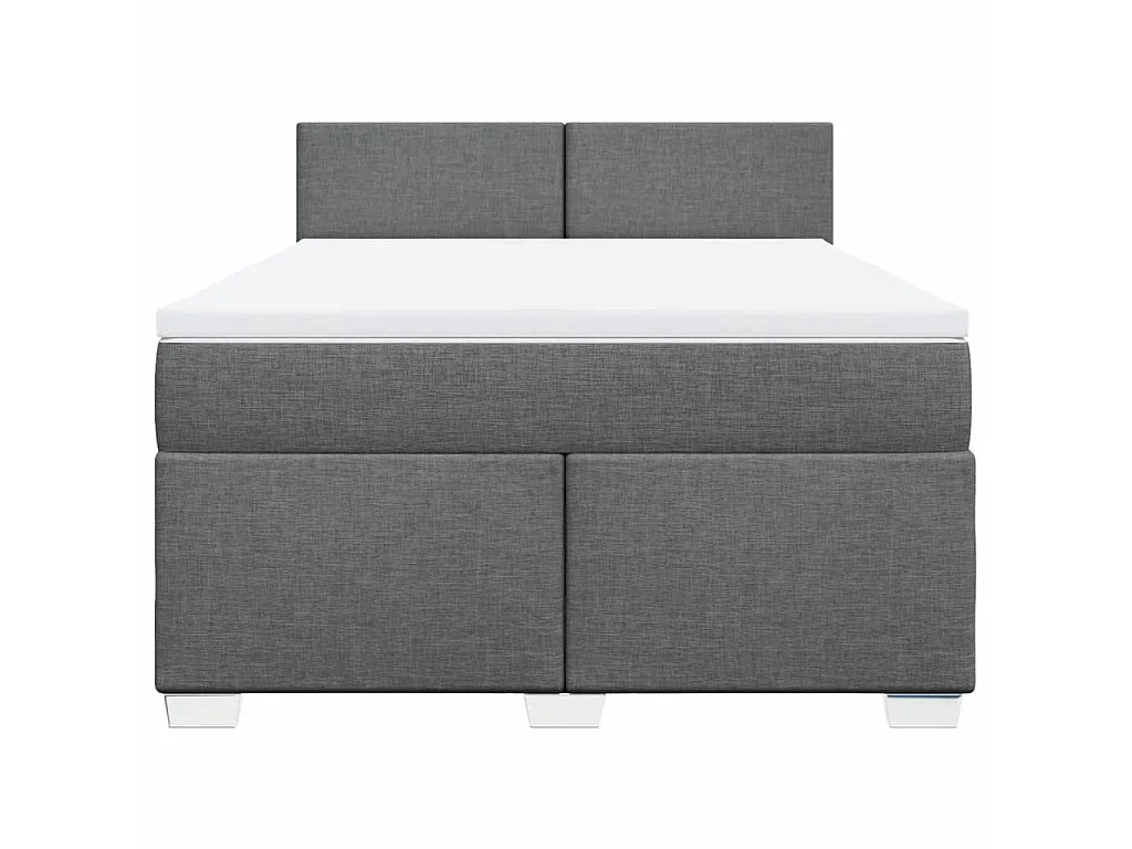 Cama box spring con colchón tela gris oscuro 160x200 cm