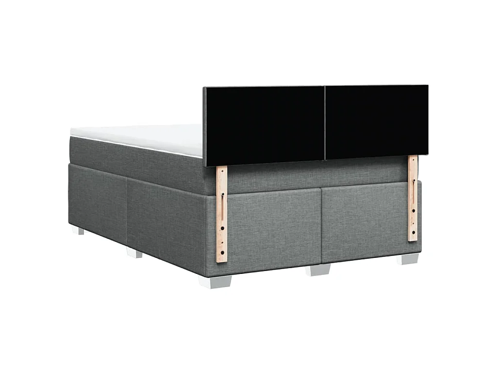 Cama box spring con colchón tela gris oscuro 160x200 cm