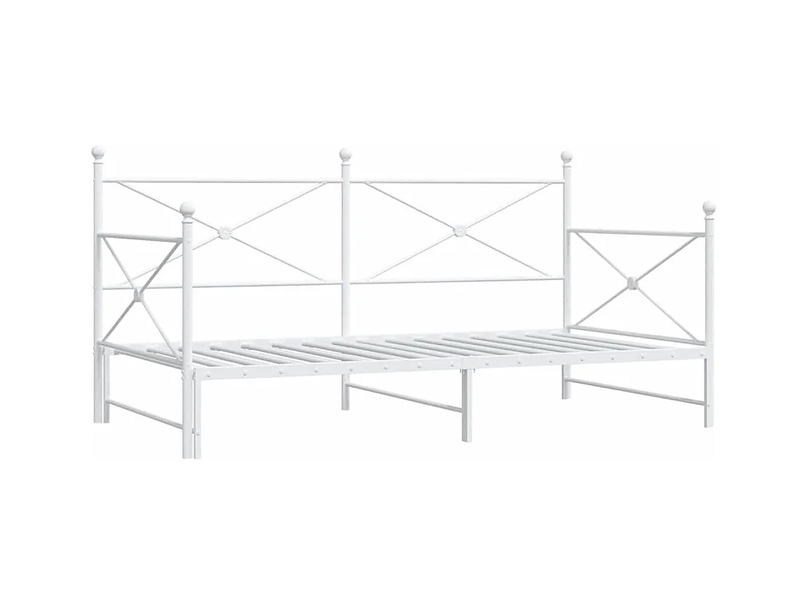 Tagesbett Ausziehbar ohne Matratze Weiß 100x200 cm Stahl