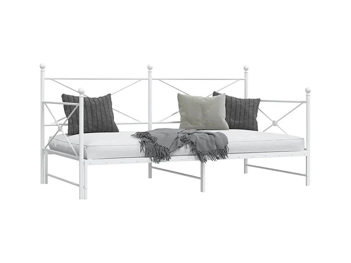 Tagesbett Ausziehbar ohne Matratze Weiß 100x200 cm Stahl