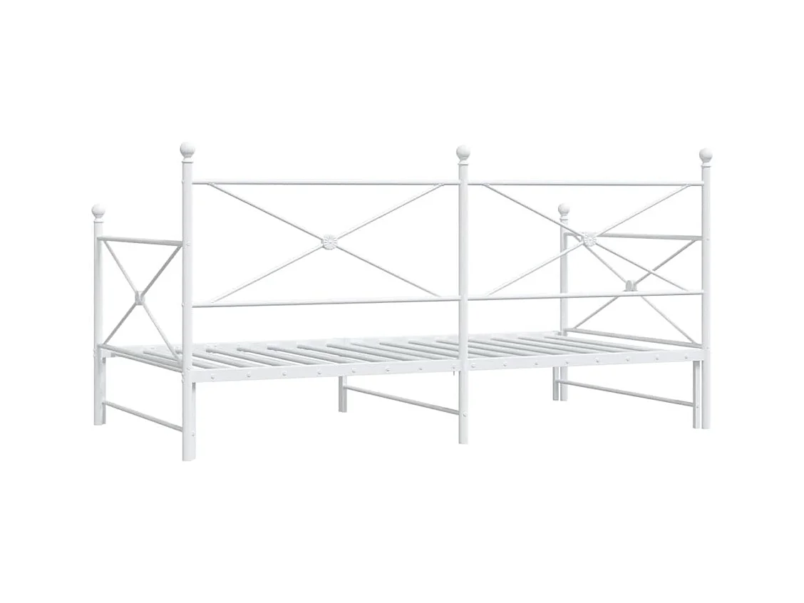 Tagesbett Ausziehbar ohne Matratze Weiß 100x200 cm Stahl