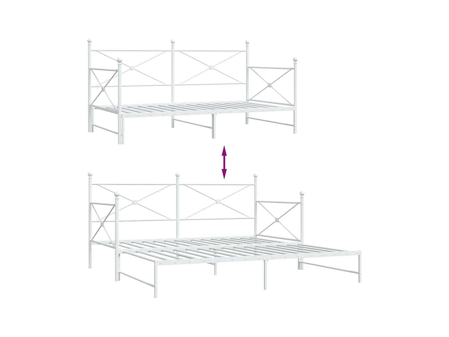Tagesbett Ausziehbar ohne Matratze Weiß 100x200 cm Stahl